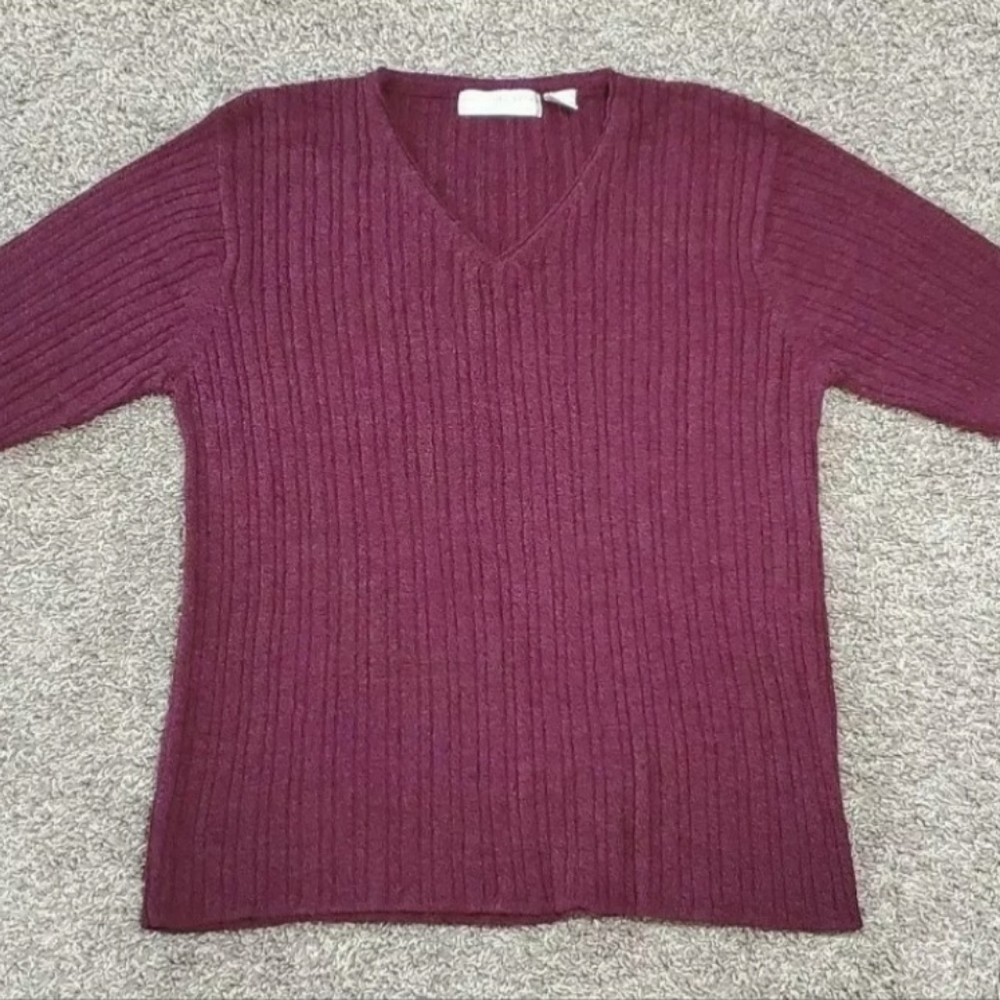 Women's Geoffrey Beene Sport Long Sleeve Knit Sweater Size L Burgandy